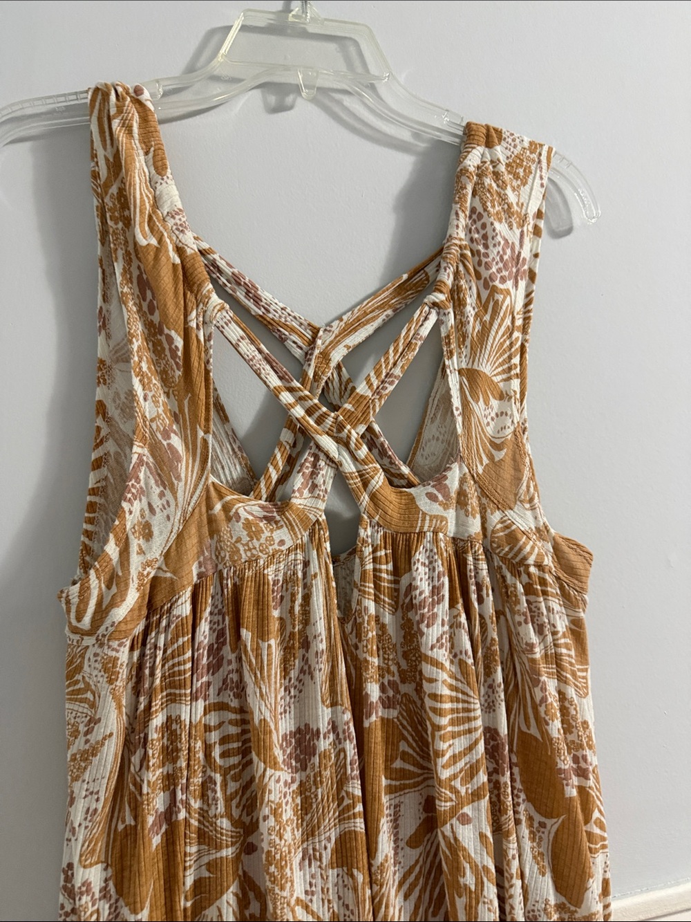 Free People Sugar Cane Criss Cross Swing Tank Top “Tea Combo” Colorway size Lg